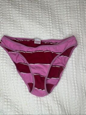 2006 Y2K Vintage PINK Victoria's Secret Striped Bikini Panty S